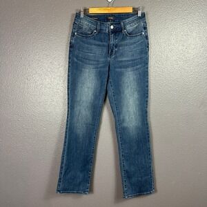 NYDJ Women's 6 Marilyn Straight Medium Blue Stretch Jeans